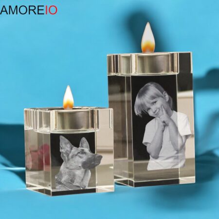photo/engraved personalised crystal candle holder